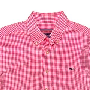 VINEYARD VINES PINK check gingham dress shirt men’s size medium